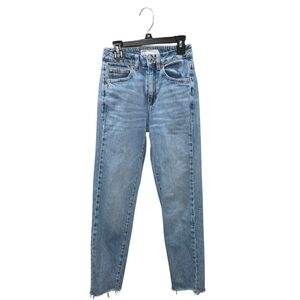 Stylish High Rise Raw Hem Mom Jeans Size 23 (00)